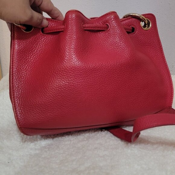 MCM Muchen Burgundy Leather Bucket  Crossbody/Shoulder Bag - Picture 9 of 15